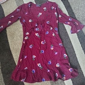 Burgundy long sleeve dress size medium women's by forever21